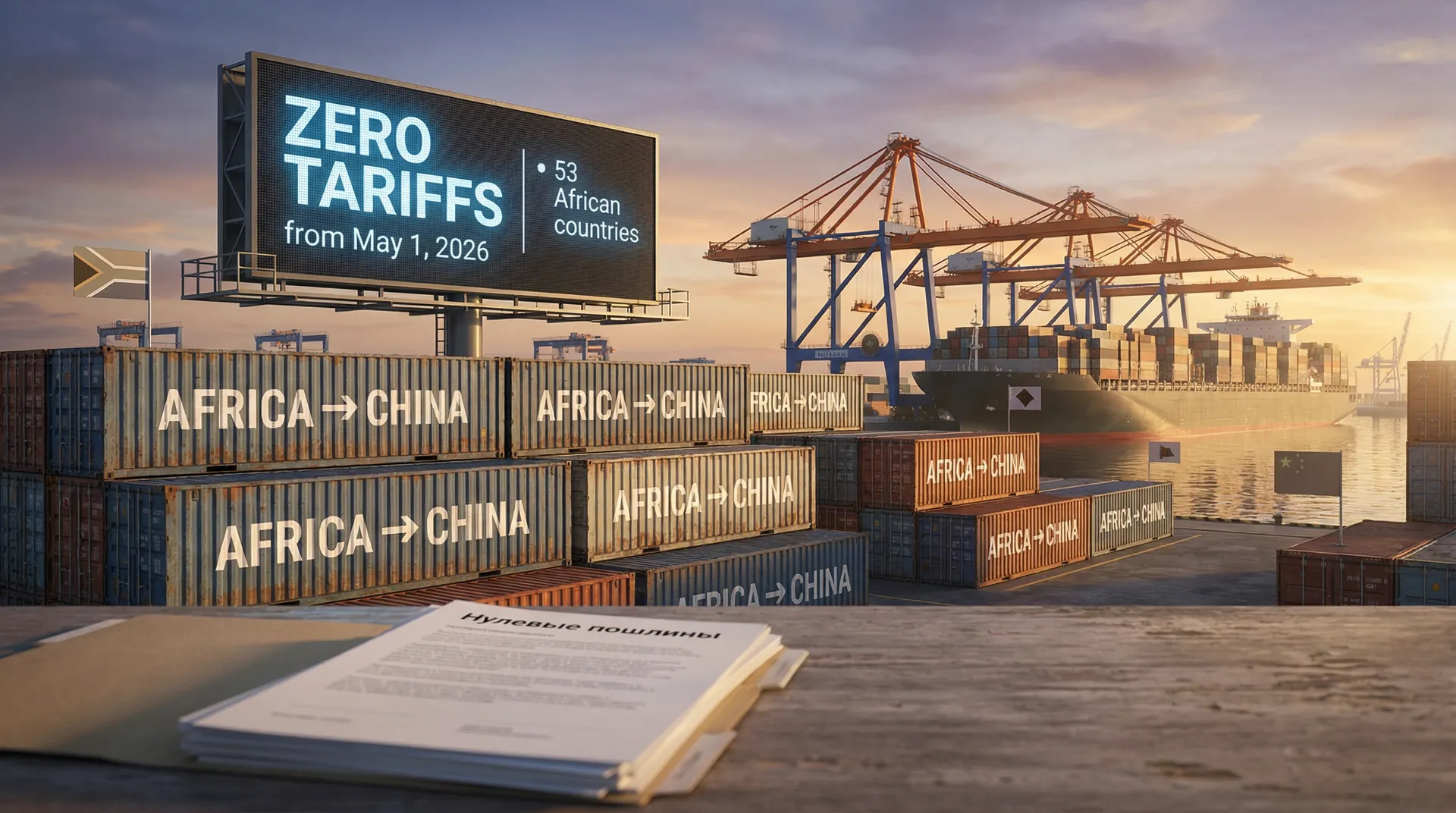 Starting from May 1, China will reset duties on imports from 53 African countries.